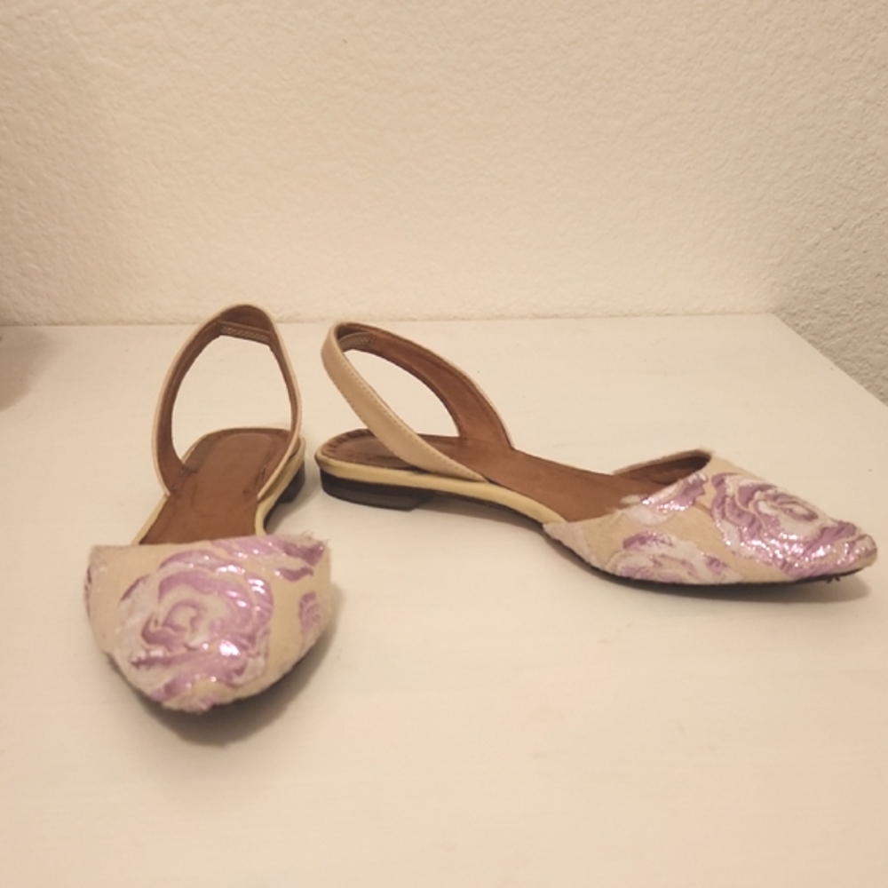 Anthropologie *rare* Cream and Pink Floral Flats
